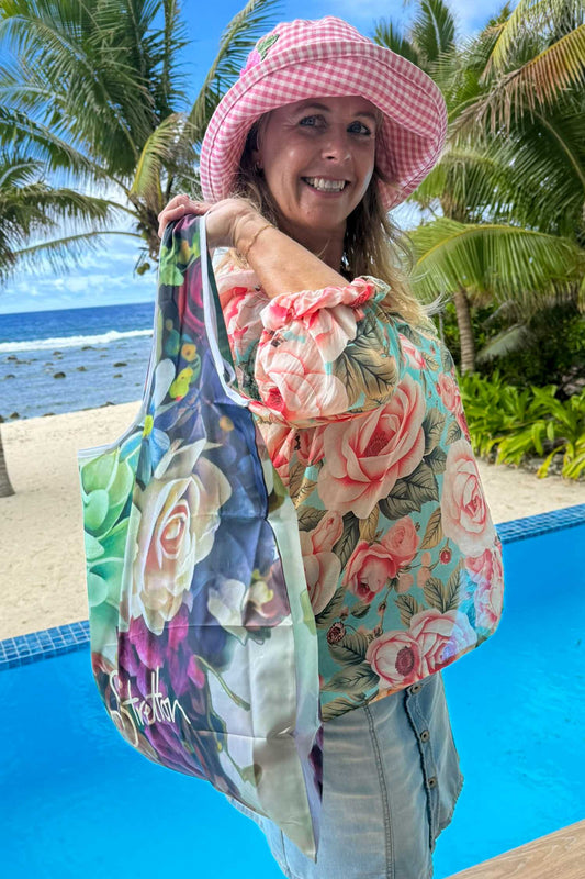 Large Reusable Bag -Peony Love