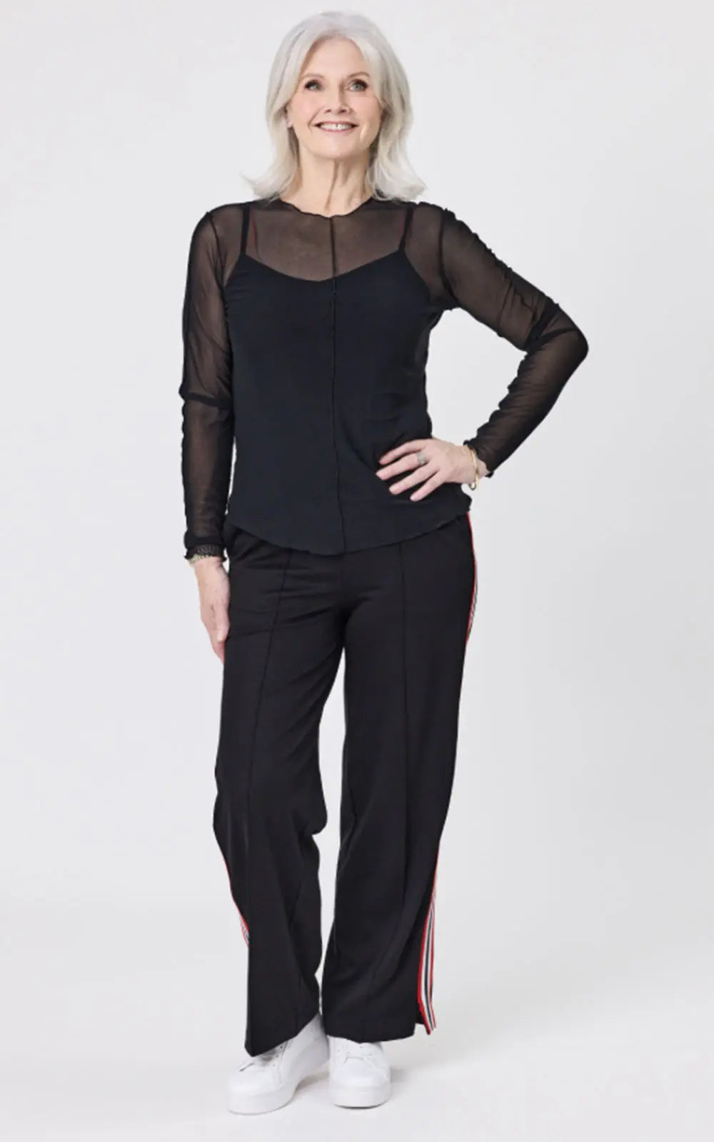 Chloe Pant Black-Red Stripe