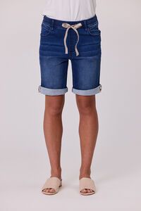 Knit Denim Short - Pearl Trim/Dark Indigo