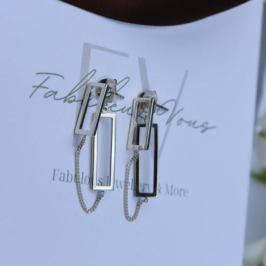 Forte - Dble Rectangle Chain Stud Earrings