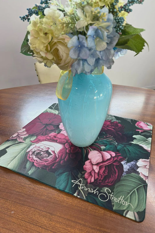 Mini Desk Mat - Olive J'Adore Roses