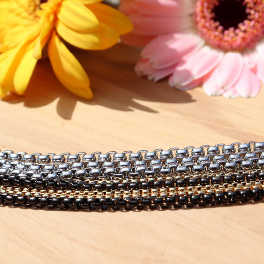 Steel Me Stainless Steel Multi Chain Necklace- 80cm