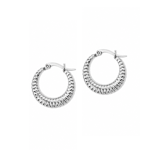 Steel Me - Silver Ribbed Charlie Earrings