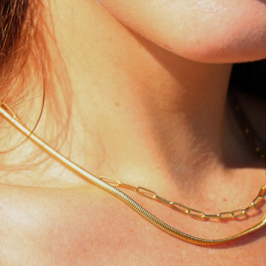 Steel Me Yellow Gold Snake Chain Necklace -40cm