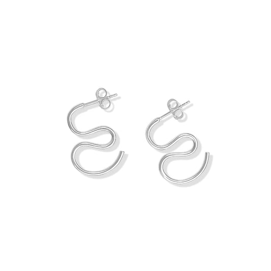 Bijoux Squiggly Silver Stud Earrings