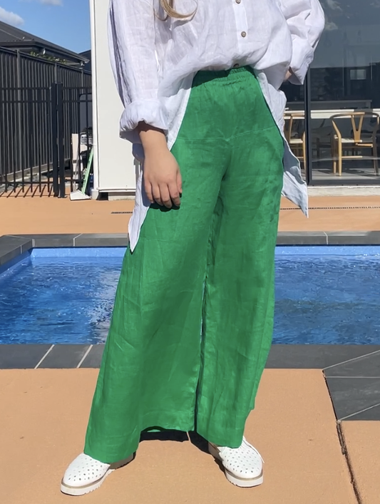 Angel Lace-Linen Wide Leg Pants