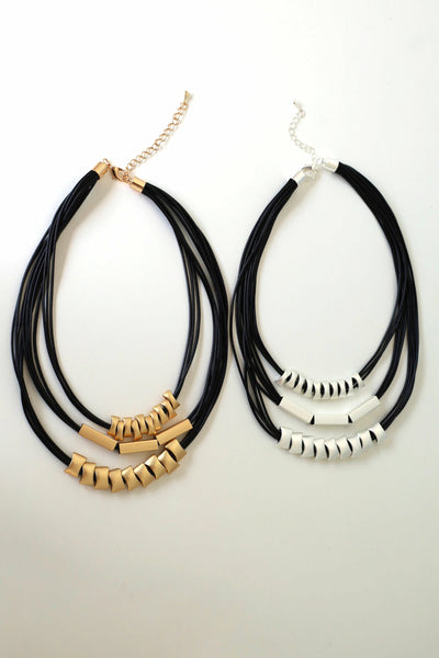 3 Strand Metal Disc Necklace