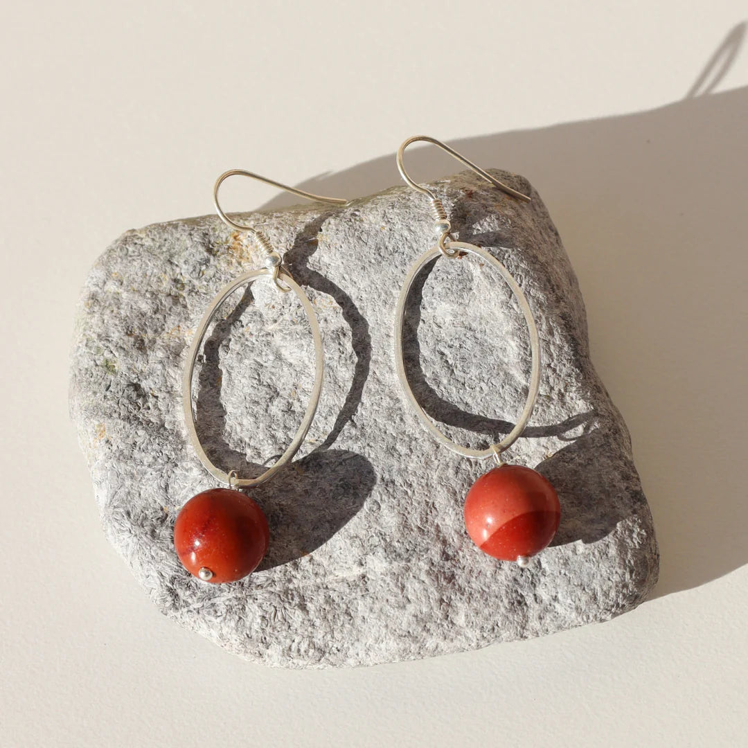 La Pierre Red Mookaite Earrings