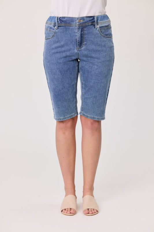 Long Length Knit Denim Short - Lt Indigo