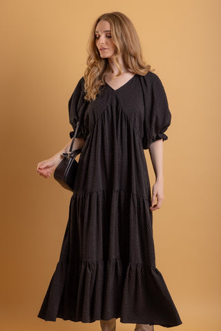 Heidi Maxi Dress -Black Velvet Stripe