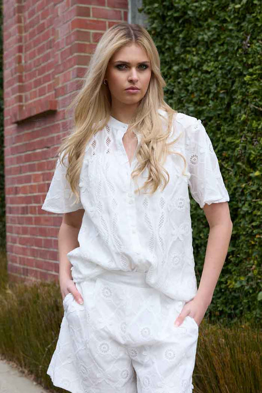 Zula  Embroidered Shirt - White