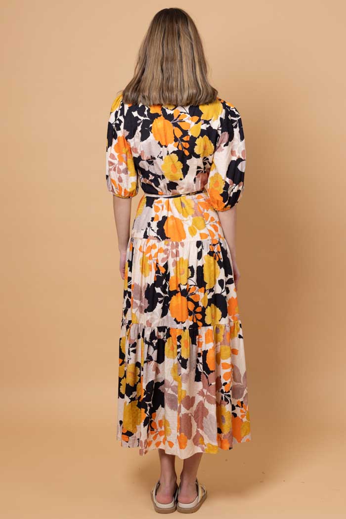 Sammie Wrap Maxi Dress - Orange Floral