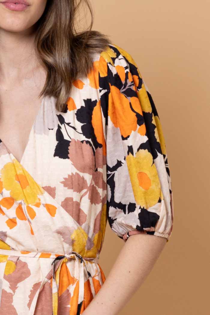 Sammie Wrap Maxi Dress - Orange Floral