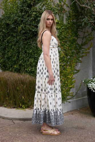 Rachel Maxi Dress - Cream/Black