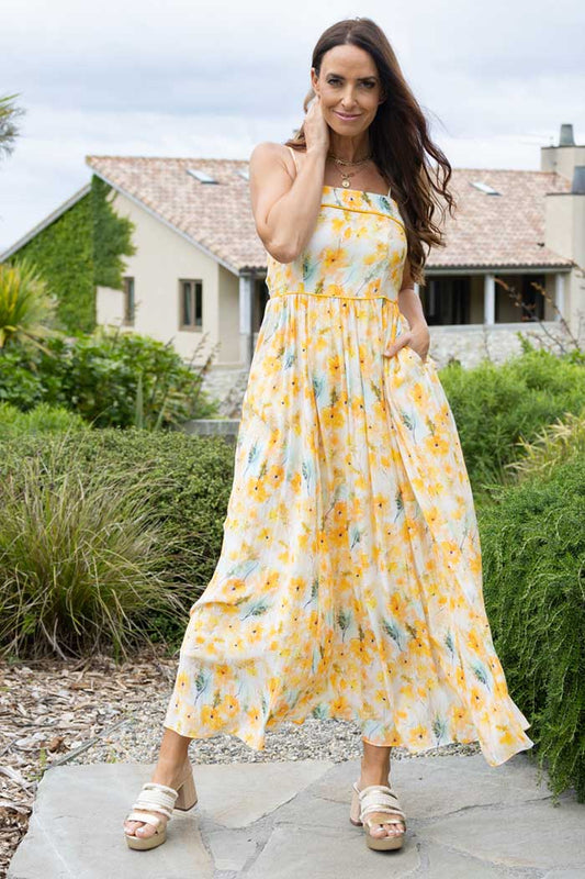 Cassie Maxi Dress - Yellow Floral