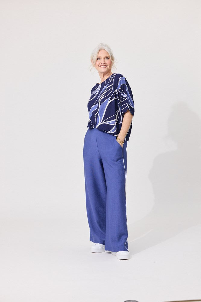 Alessa Print Top - Leafy Blue