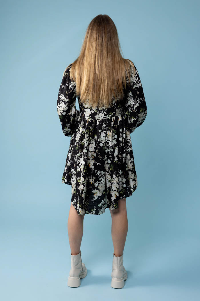 Aria Mini Dress - Black Floral