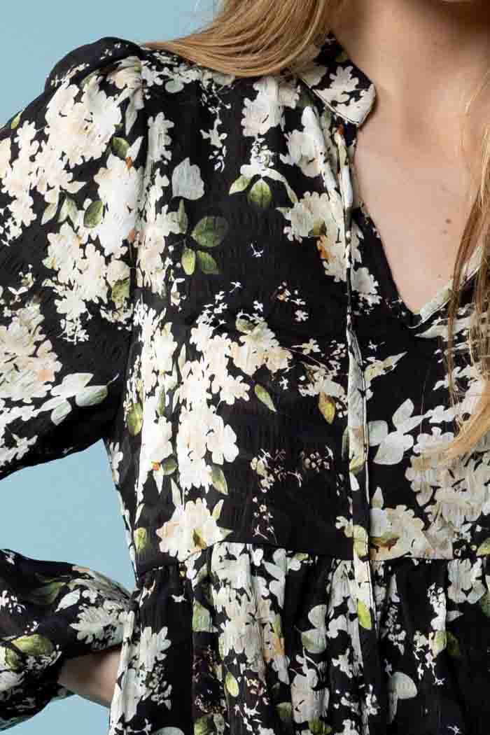 Aria Mini Dress - Black Floral