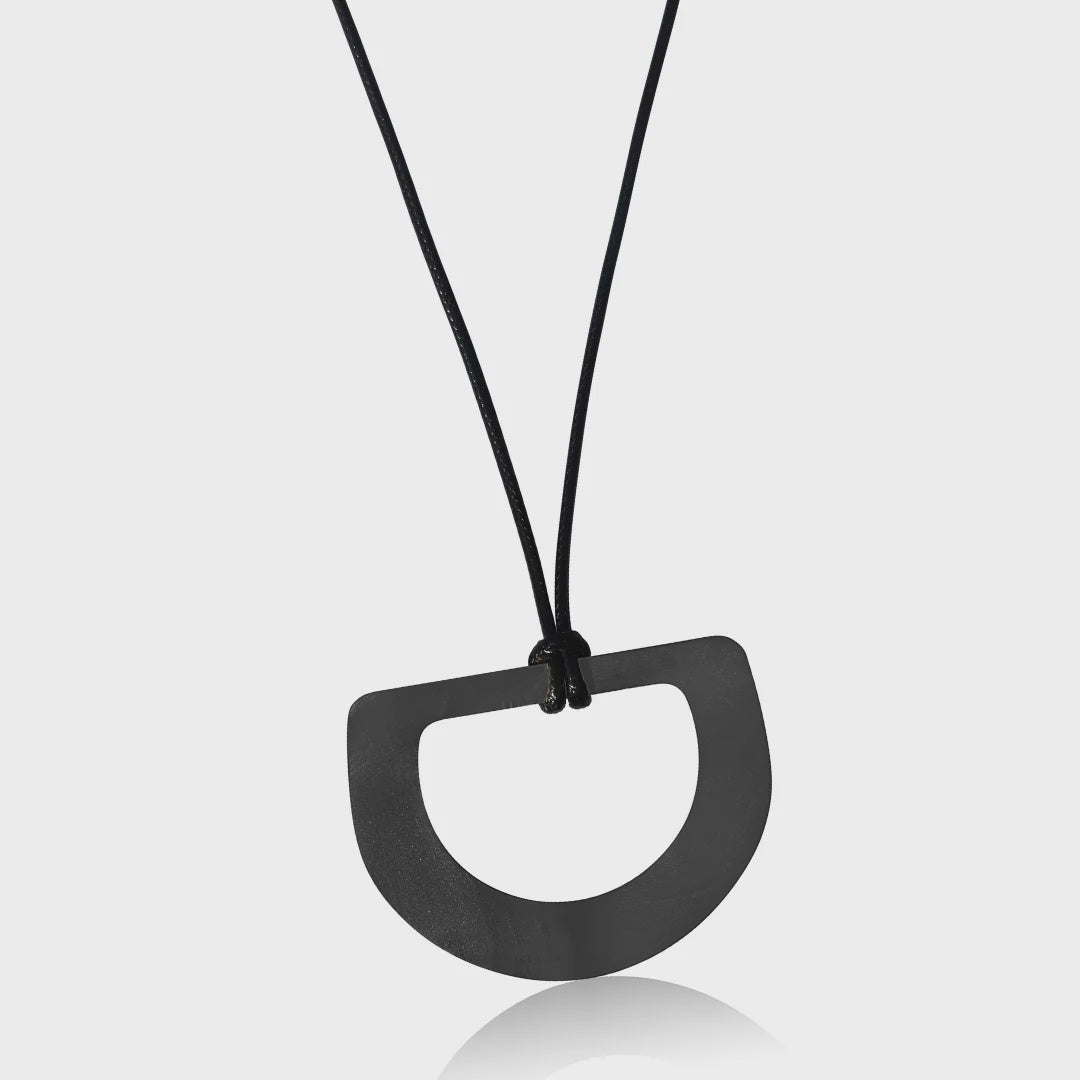 Circula Black D Leather Necklace