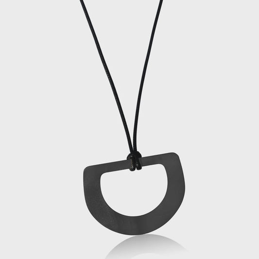 Circula Black D Leather Necklace
