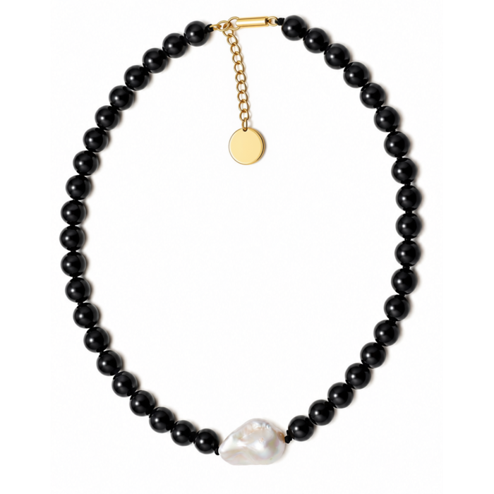 Black Edit -Black Onyx Baroque Pearl Necklace