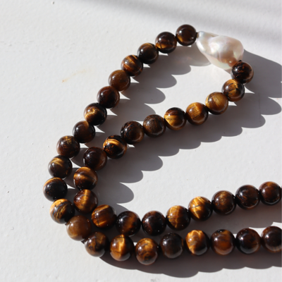 The Black Edit Tiger's Eye Baroque Pearl Necklace