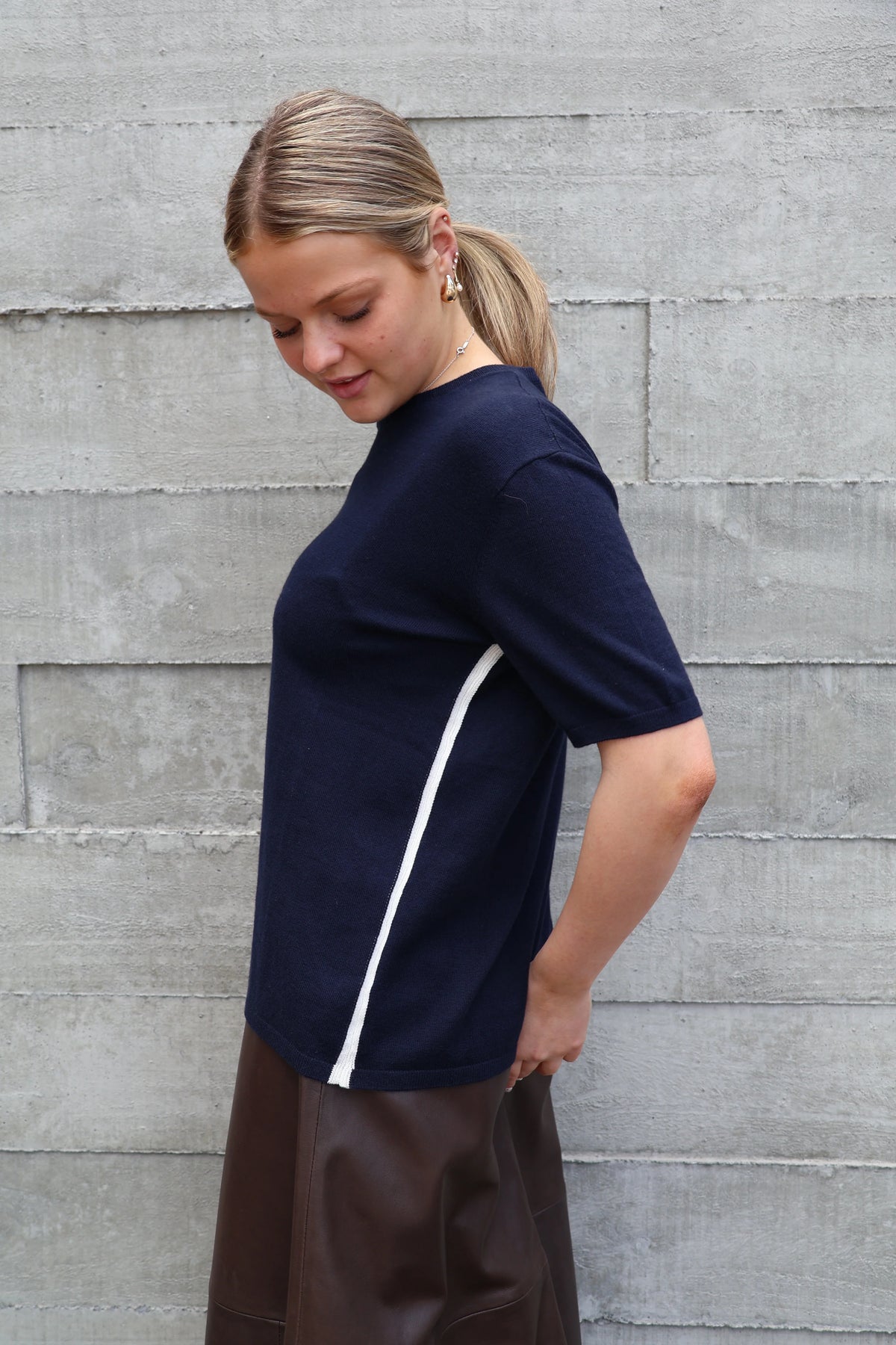 "Beryl" Stripe Cotton - Cashmere Top