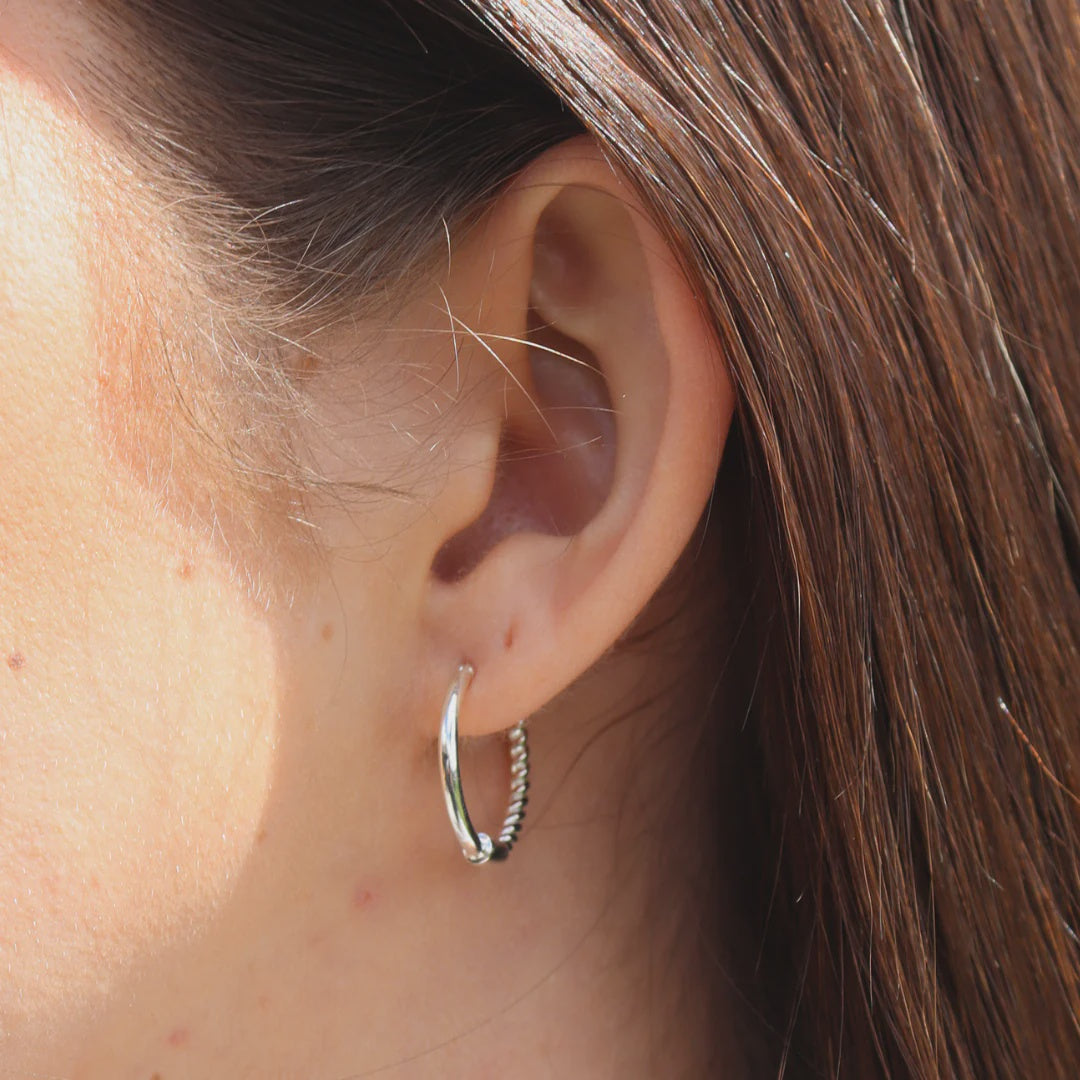 Bijoux Silver Hoops with Twist