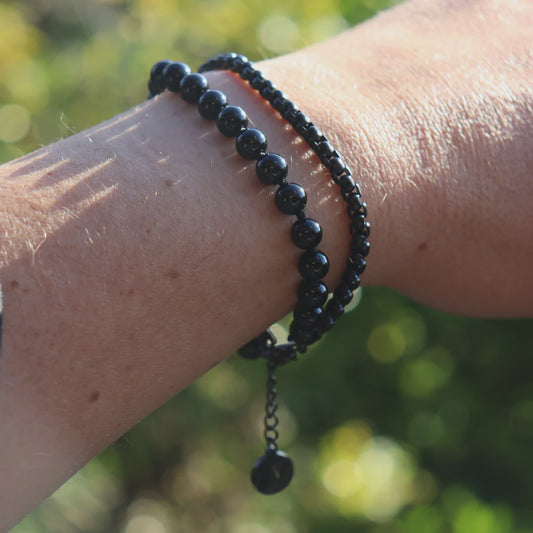 Black Edit - Black Onyx & Black Chain Bracelet