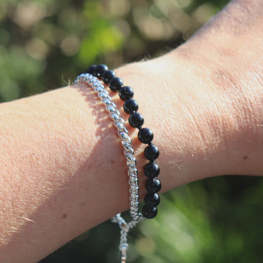 Black Edit - Black Onyx & Silver Chain Bracelet