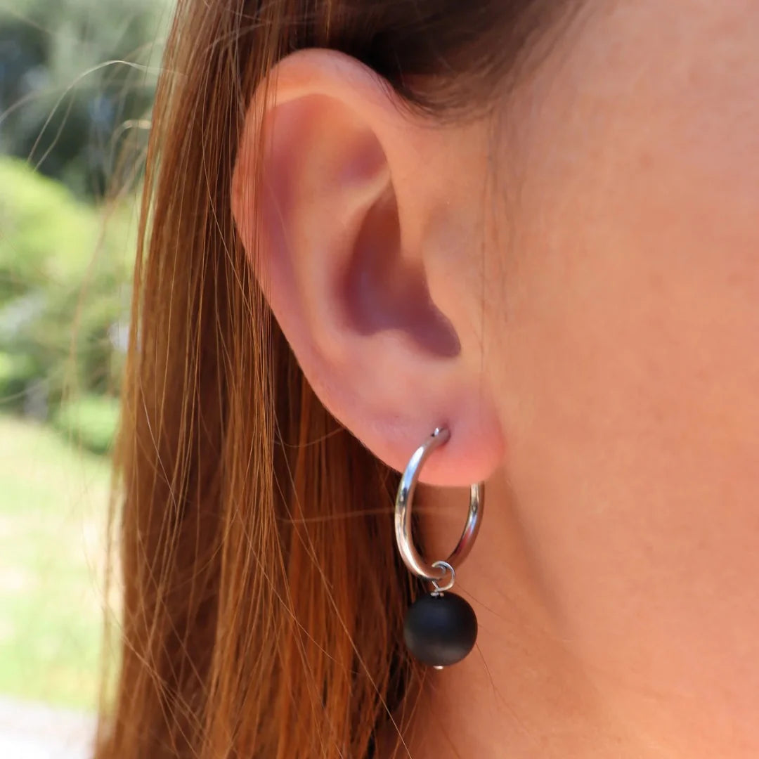 Black Onyx - Silver Fob - Necklace