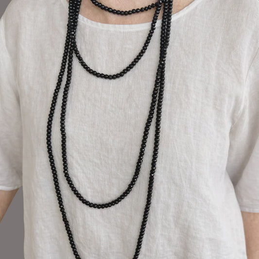 Black Edit Bead Long Necklace