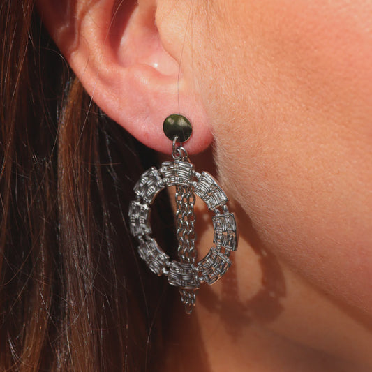 Steel Me - Boho Silver Circle Earrings