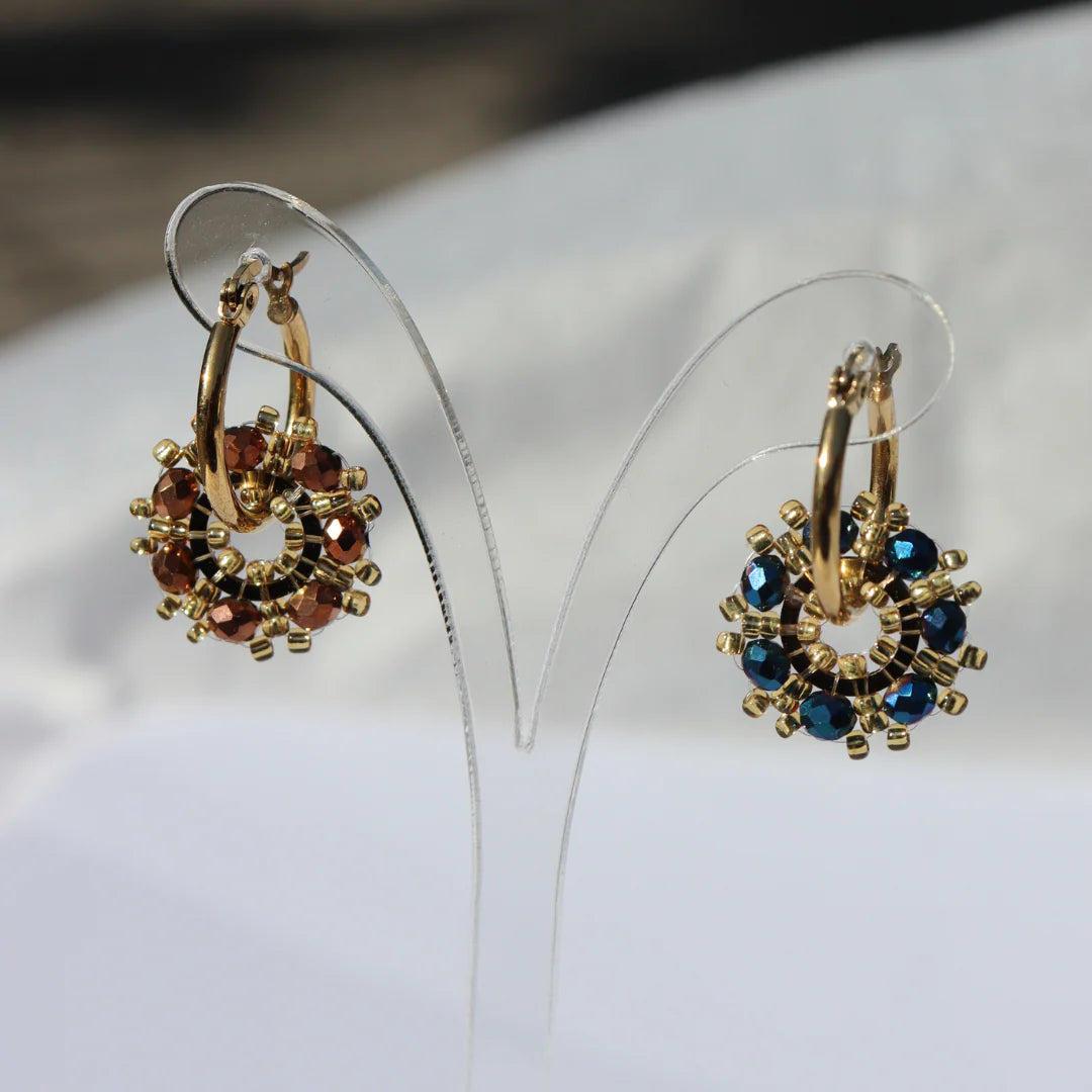 Steel Me - Peacock Blue Bead Earrings
