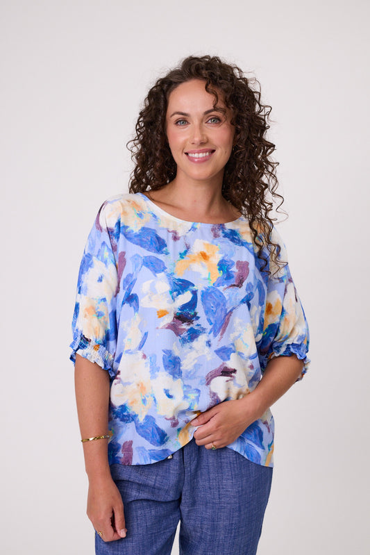 Modena Print Top - Blue