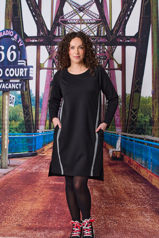 Reno Tape Trim Dress - Black