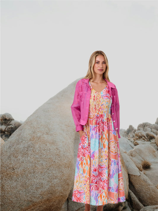 Valencia  Voile Jacket - Pink/White