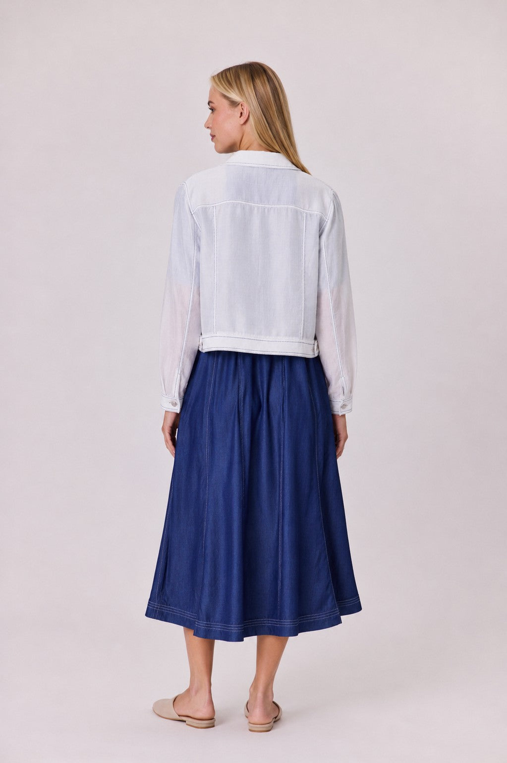 Valencia Plain Voile Jacket - White/Navy