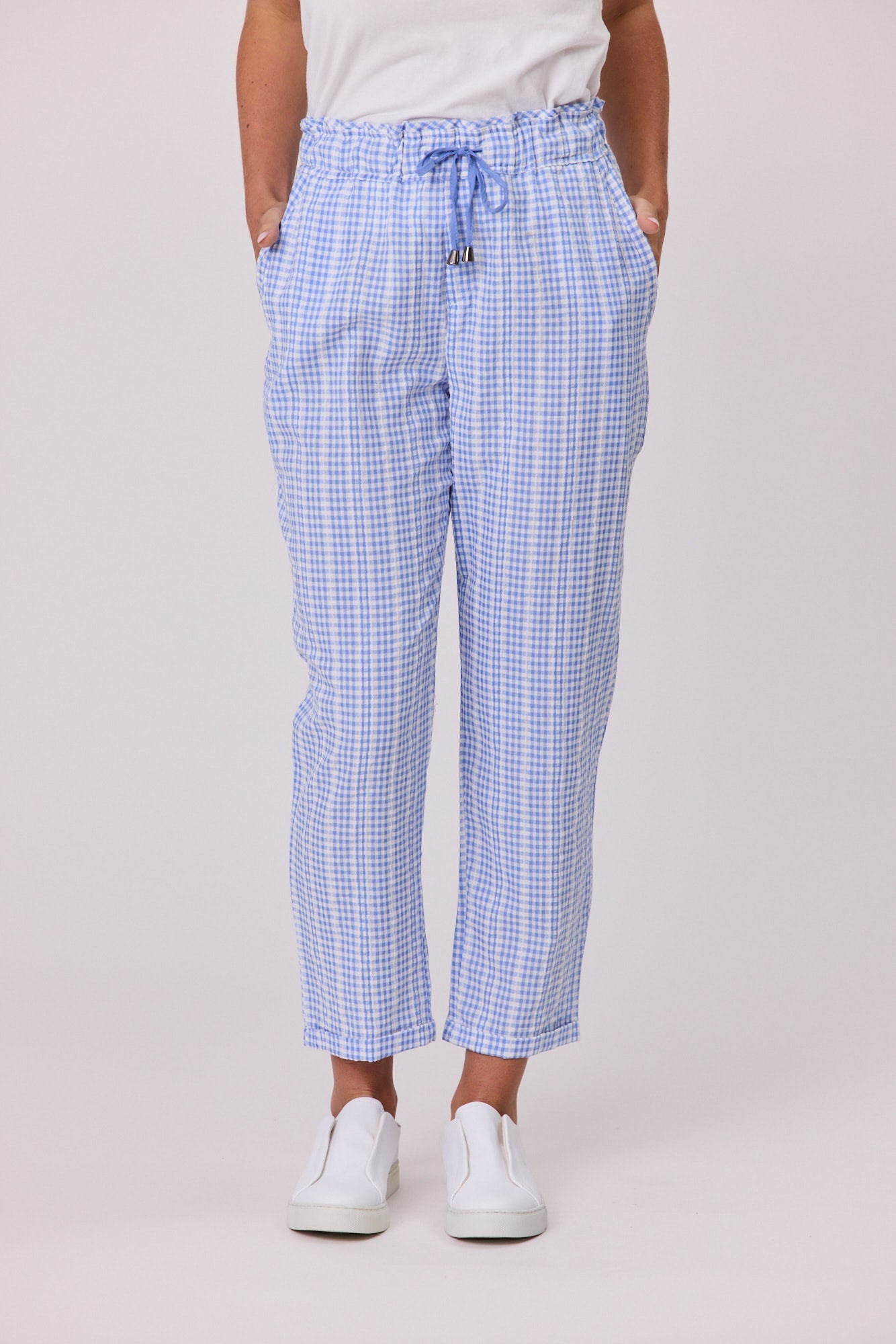 Siena Check Pant - Pale Blue/White