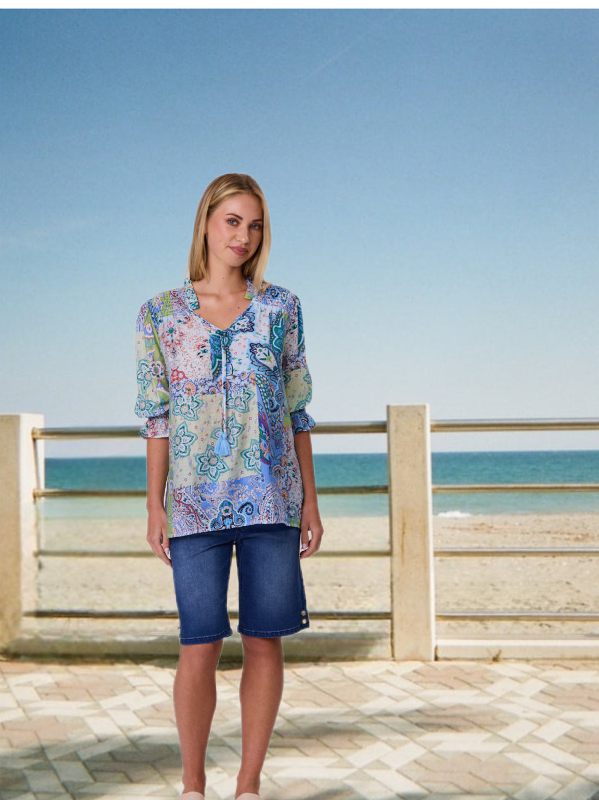 Aurora Peasant Top - Blue