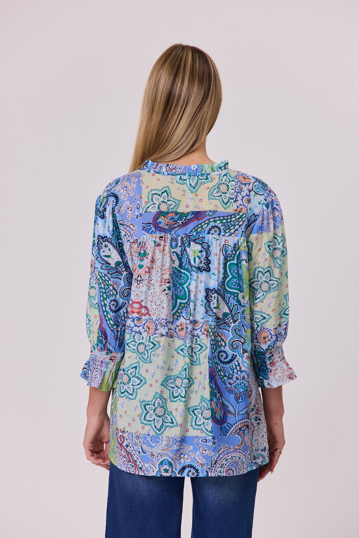Aurora Peasant Top - Blue