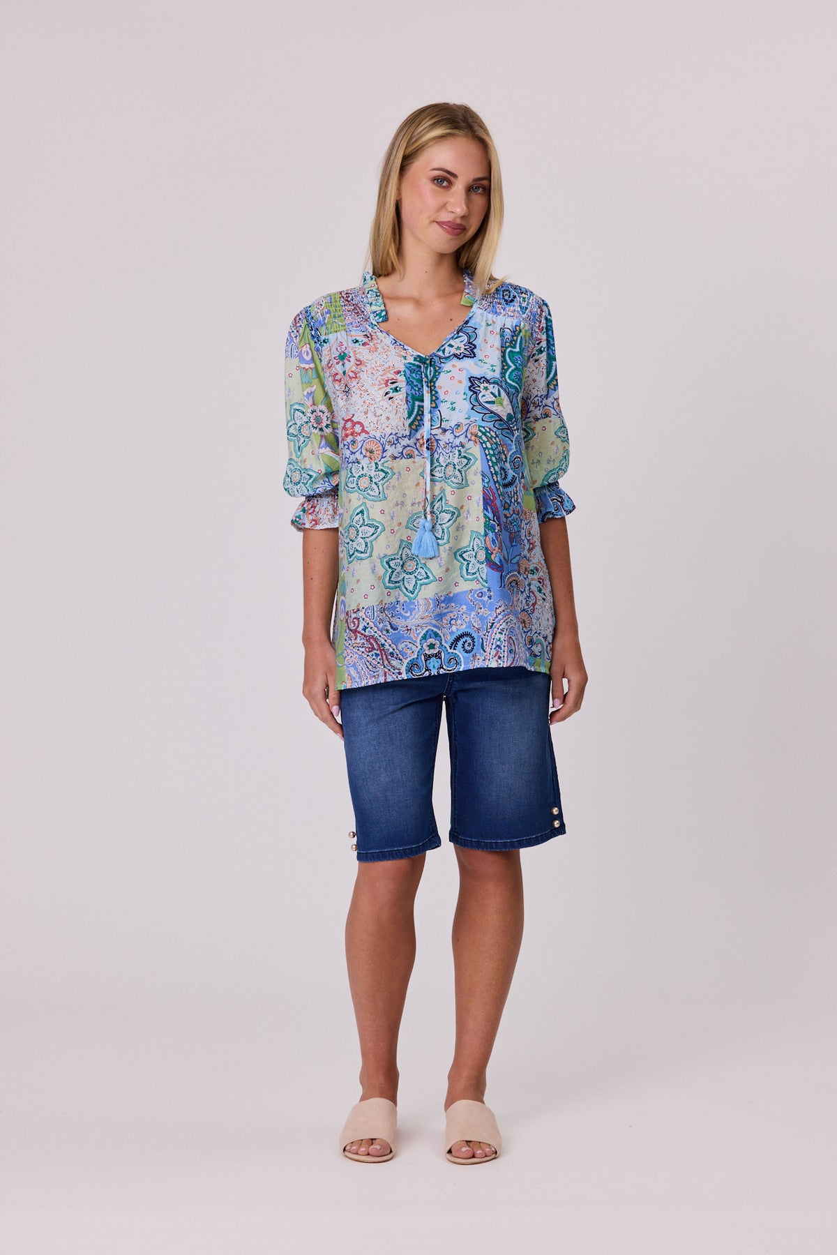 Aurora Peasant Top - Blue
