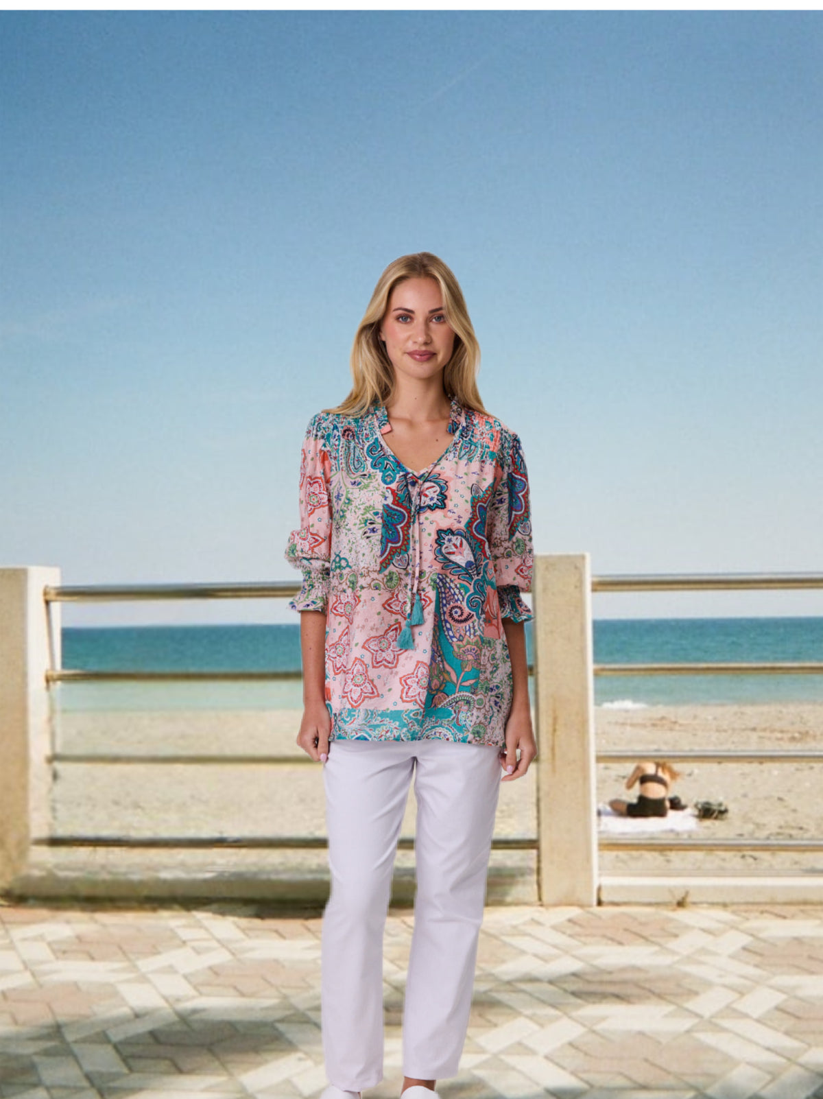 Aurora Peasant Top - Coral