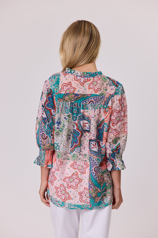 Aurora Peasant Top - Coral