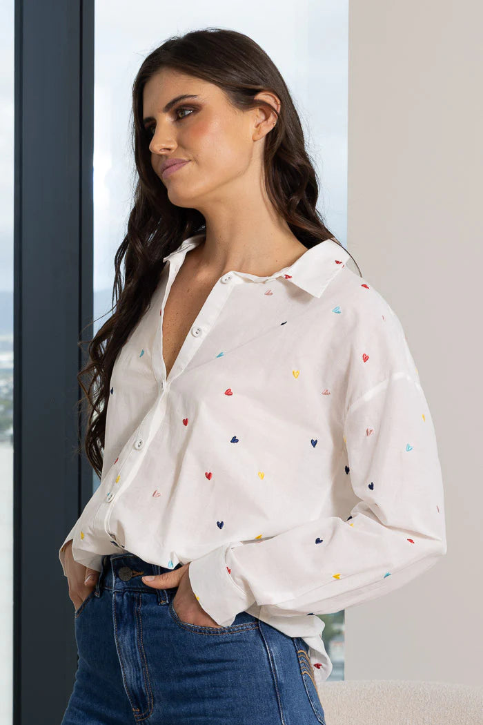 Zoey Shirt White/Hearts