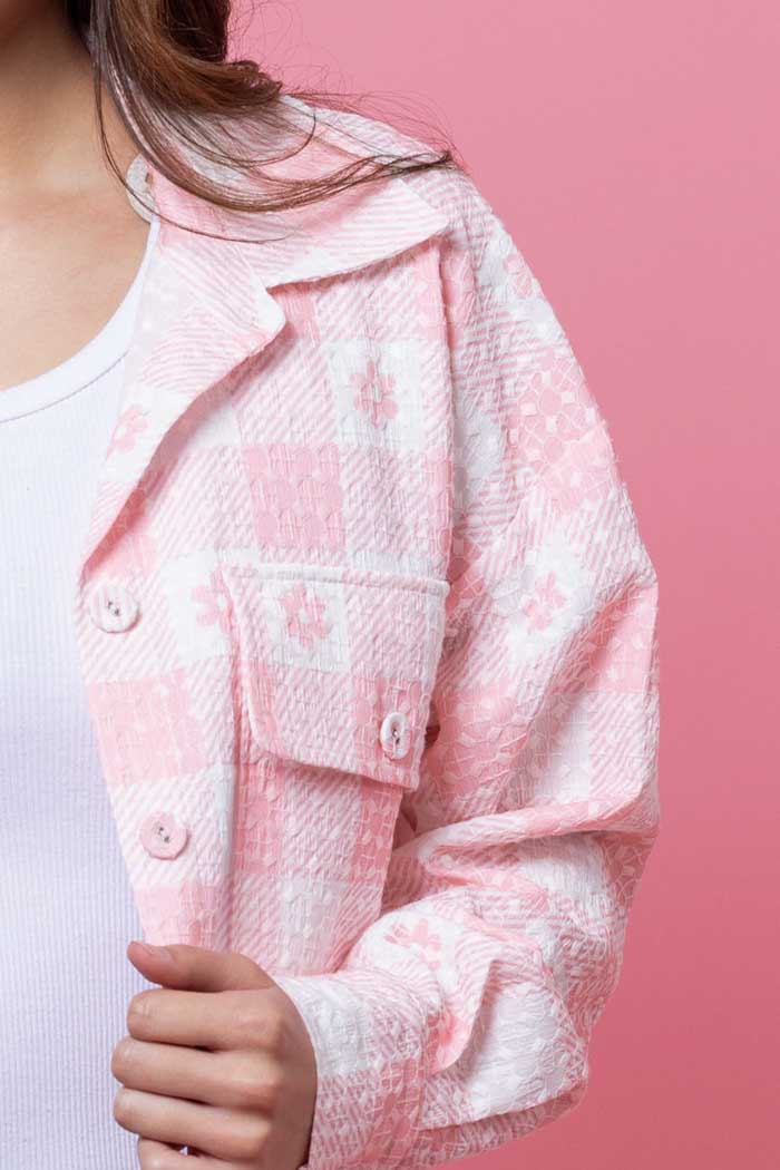 Elle Embroidered Shirt - Check Print