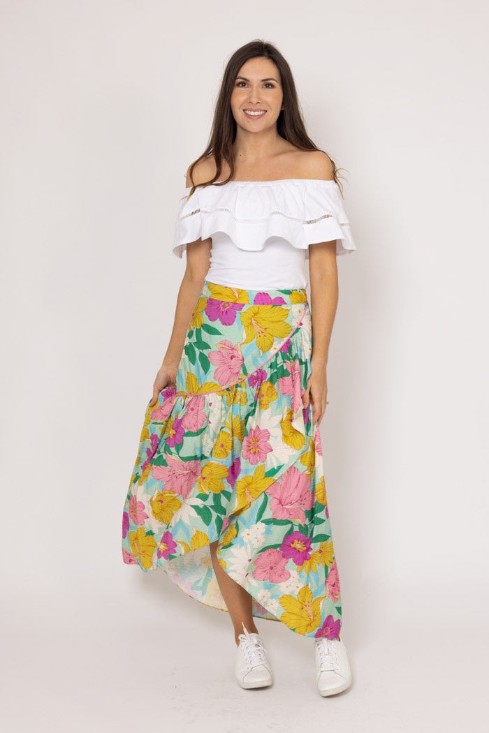 Skylar Wrap Skirt - Green Floral