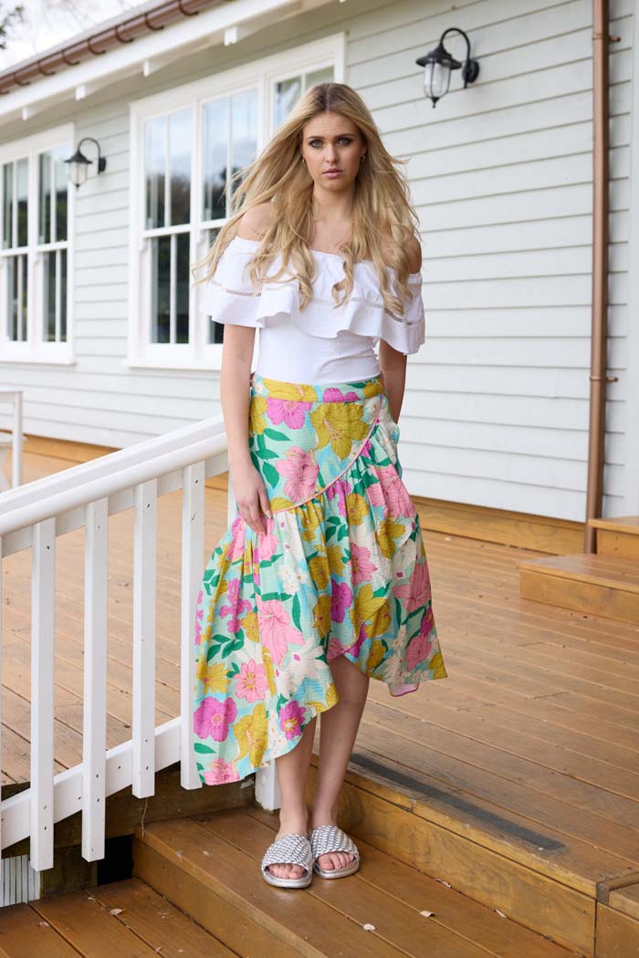 Skylar Wrap Skirt - Green Floral