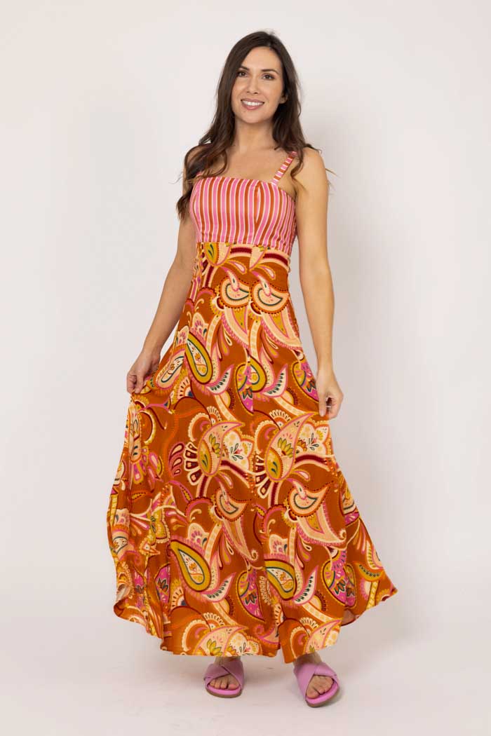 Natalie Dress - Rust Paisley