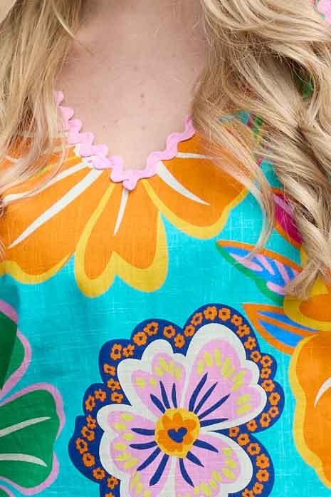 Kendall Mini Dress - Teal Floral